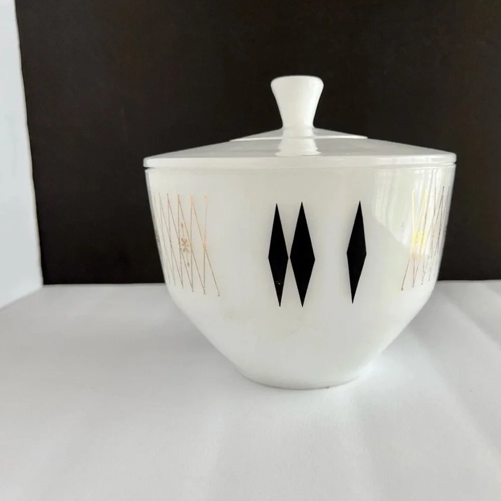 Federal Glass Vintage 70's BLACK DIAMOND 1 1/2 Quart Casserole‎ Bowl w Lid GUC